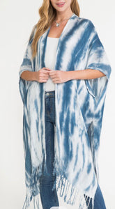 Gypsy Tie Dye Poncho - Denim Blue